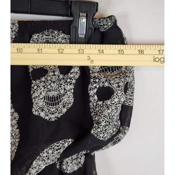 Lipstick Romper Womens Medium Black White Skull Pattern with Lining & String Tie - Picture 4 of 9